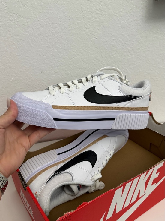 Nike Shoes - Nike Women’s White/Black/Hemp-Team Orange Tan Platform-Style Sneakers.